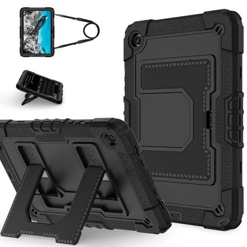 Funda de silicona hidrófuga para Samsung Galaxy Tab S10 FE/S9 con correa para el hombro (negro)