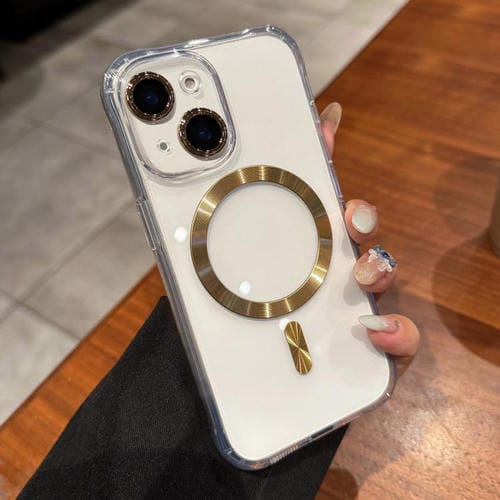 Funda MagSafe de acrílico transparente para iPhone 13 (dorada)