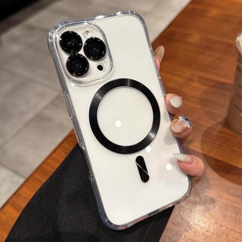 Funda de acrílico transparente MagSafe para iPhone 16 Pro (negra)