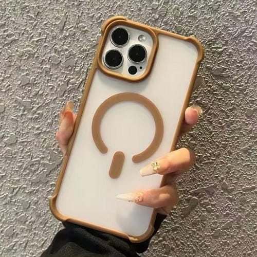 Funda MagSafe semitransparente con tacto esmerilado para iPhone 15 Pro Max (marrón)