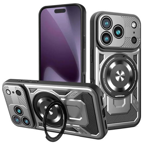 Funda protectora con soporte giratorio MagSafe para iPhone 17 Pro (gris)