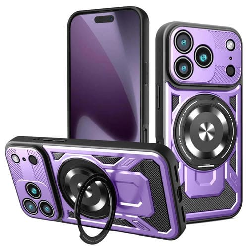 Funda protectora con soporte giratorio MagSafe para iPhone 17 Pro (morada)
