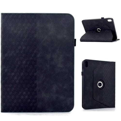 Funda de cuero inteligente con relieve de rombos y rotación para iPad 2025/2022 (negra)