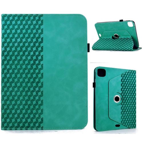 Funda de cuero inteligente con relieve de rombos y rotación para iPad Air 11 (2024/2025) (azul claro)