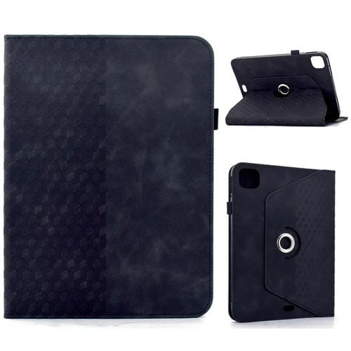 Funda de cuero inteligente con relieve de rombos y rotación para iPad Air 11 (2024/2025) (negra)