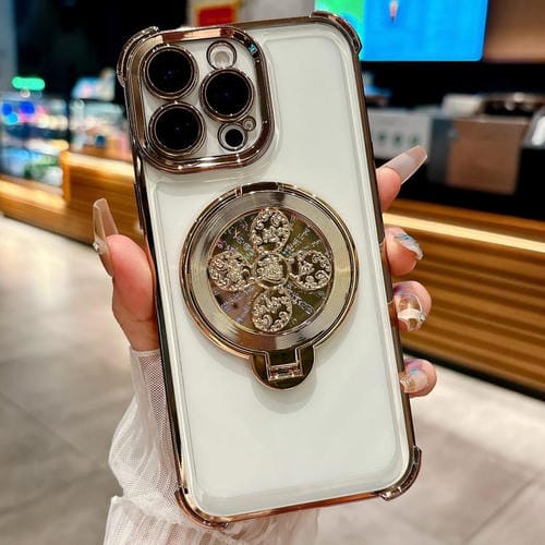 Funda con soporte giratorio para iPhone 15 Pro Max (dorado desierto)