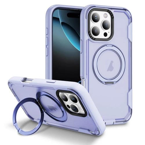 Funda protectora MagSafe para iPhone 16 Pro Max (morado claro y morado transparente)