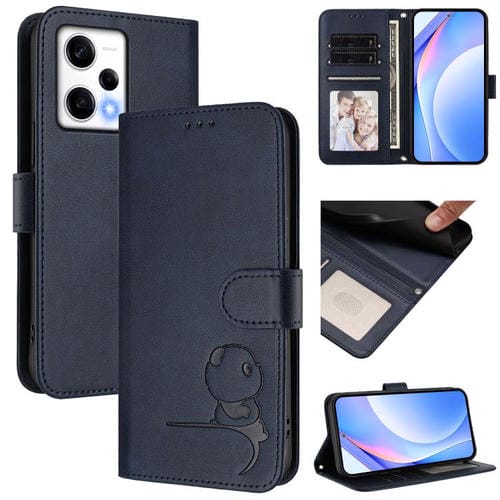 Funda de cuero con estampado RFID y cordón para Redmi Note 12 Pro 5G (Global/India) (azul)