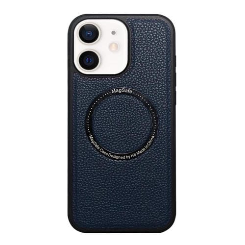 Funda trasera MagSafe de PU con textura de lichi para iPhone 11 (azul)
