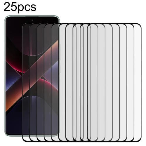 Película de vidrio templado con borde curvo 3D 9H HD, 25 unidades, para Xiaomi Poco X7 (negro)