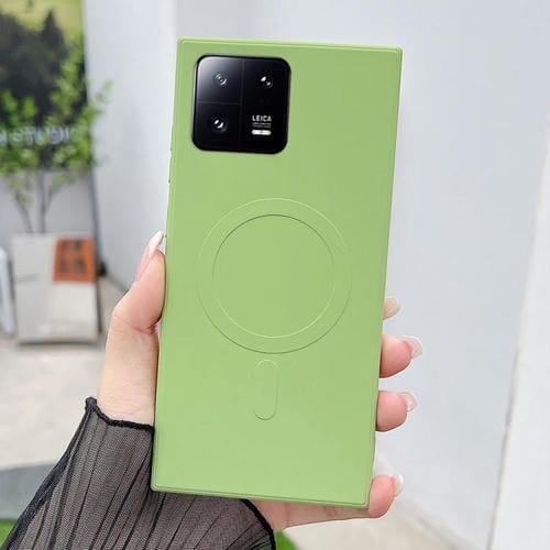 Funda magnética MagSafe de silicona líquida de color sólido para Xiaomi 13 Pro (verde matcha)