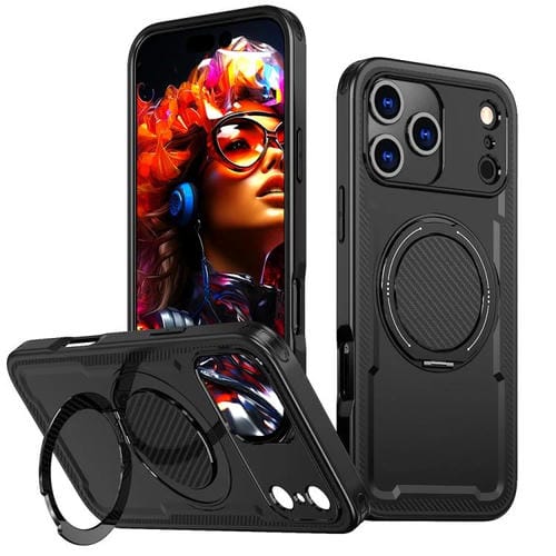 Funda metálica MagSafe con rotación de 360 grados para iPhone 17 Pro (negra)