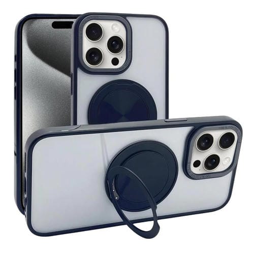 Funda MagSafe semitransparente con rotación de 360 grados para iPhone 15 Pro (negra)