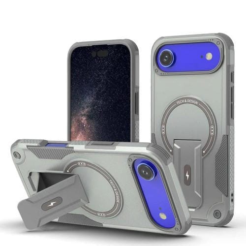 Funda híbrida de TPU y PC con soporte Magsafe para iPhone 17 Air Armor (gris)