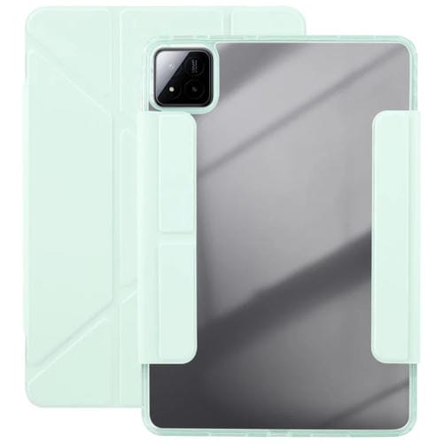 Funda de cuero acrílico deformable con doble cierre magnético desmontable para Xiaomi Pad 7/7 Pro (verde bebé)