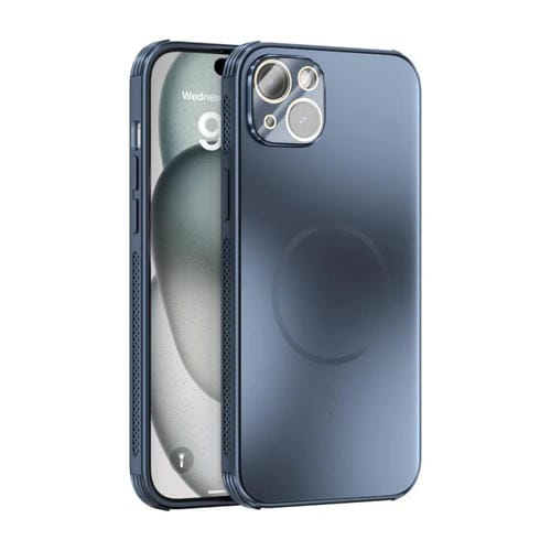 Funda ABEEL MagSafe esmerilada con disipación de calor y película para lente para iPhone 14 Plus (azul oscuro)