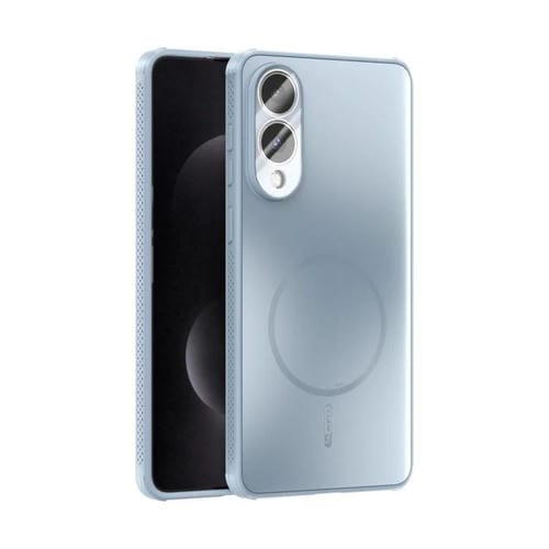 Funda ABEEL MagSafe esmerilada con disipación de calor y película para lente para Samsung Galaxy S25 Edge 5G (azul claro)