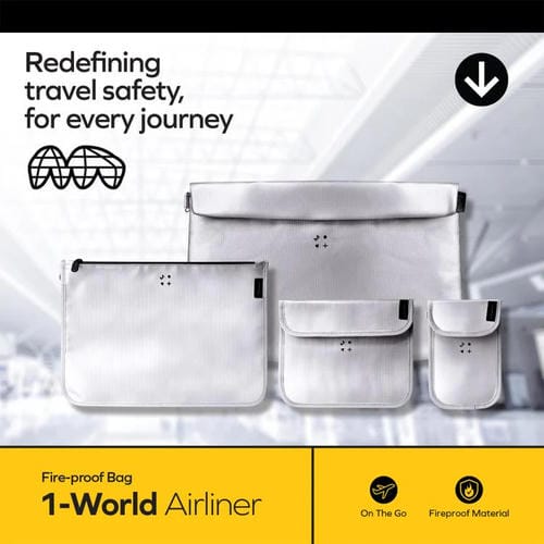 Bolsa de almacenamiento ignífuga para avión de pasajeros MOMAX SR55E 1-World, tamaño: 265 x 373 mm (gris)