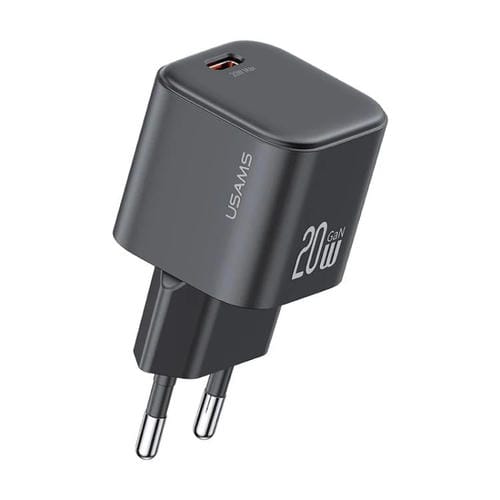 Cargador rápido mini USAMS CC260 de 20 W GaN con puerto USB-C/Tipo C, enchufe: UE (negro)