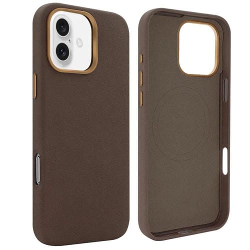 Funda VIETAO de piel sintética MagSafe de ante para iPhone 16 (marrón café)