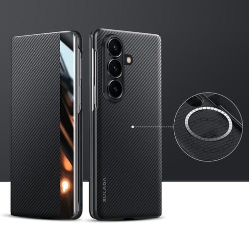 Funda de cuero con ventana inteligente y textura Kevlar 600D para Samsung Galaxy Z Fold7 5G (negro)