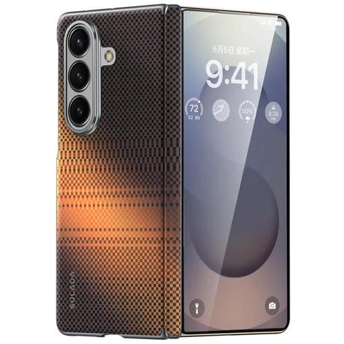 Funda de cuero magnético con textura tejida de Kevlar SULADA para Samsung Galaxy Z Fold7 5G (naranja)