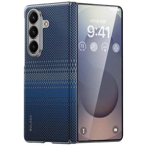 Funda de cuero magnético con textura tejida de Kevlar SULADA para Samsung Galaxy Z Fold7 5G (azul)