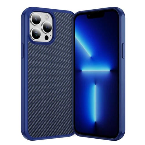 For iPhone 13 Pro Max Carbon Fiber Texture Skin-feel MagSafe Phone Case(Blue)