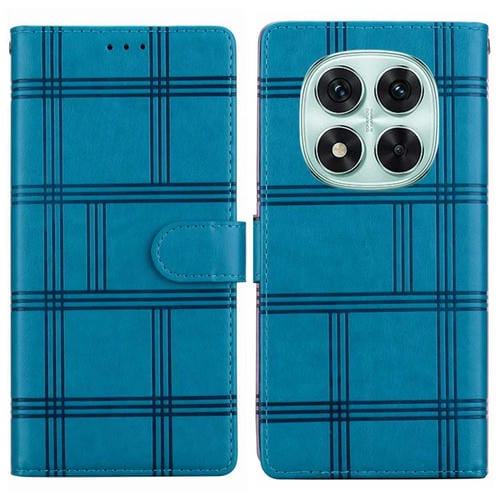Funda de cuero con relieve a cuadros para Redmi Note 14 Pro 4G/5G (azul)