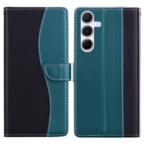 Funda de cuero bicolor con relieve para Samsung Galaxy A17 4G/5G (negro y verde)