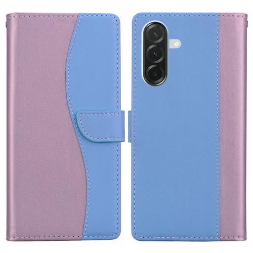 Funda de cuero bicolor con relieve para Samsung Galaxy A36 5G/A56 5G (rosa y azul)