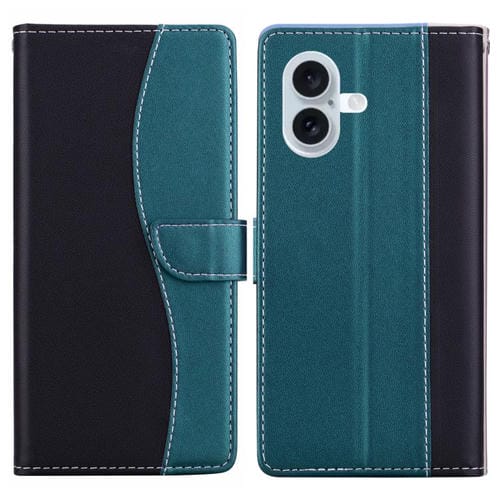 Funda de cuero bicolor con relieve para iPhone 17 (negro y verde)