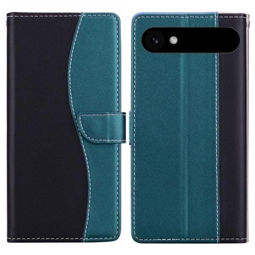 Funda de cuero bicolor con relieve Air para iPhone 17 (negro y verde)
