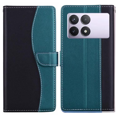 Funda de cuero bicolor con relieve para Redmi K70E/Poco X6 Pro (negro y verde)