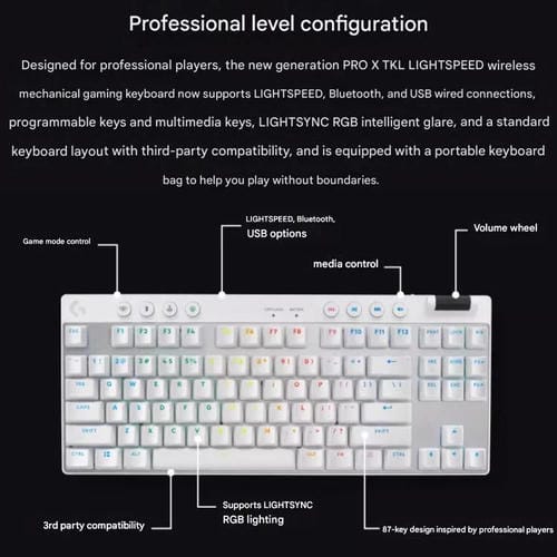 Teclado inalámbrico Logitech G PRO X TKL interruptores mecánicos GX-T (Rosa)