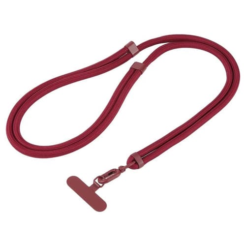 Cordón para teléfono móvil cruzado, ajustable, de poliéster de 7 mm, color sólido, bidireccional (rojo vino)