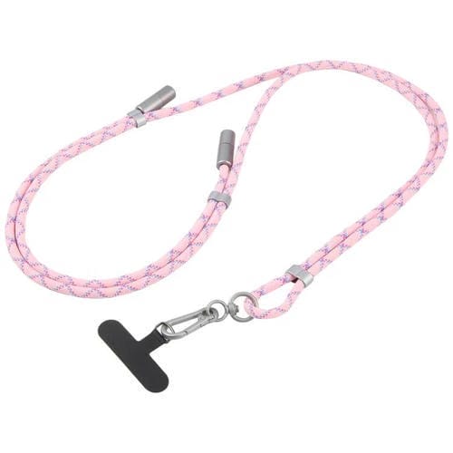 Type-C to 8 Pin Data Charging Cable Crossbody Phone Long Lanyard(Pink)