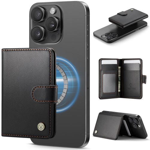 JEEHOOD J09 RFID - Bolsa para tarjetas con hebilla magnética (negra)