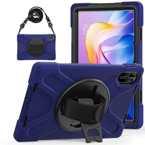 Funda híbrida de silicona con soporte giratorio para tableta Xiaomi Redmi Pad 2 11 2025 y correa para el hombro (azul marino)