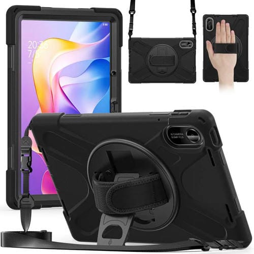 Funda híbrida de silicona con soporte giratorio para tableta Xiaomi Redmi Pad 2 11 2025 y correa para el hombro (negra)