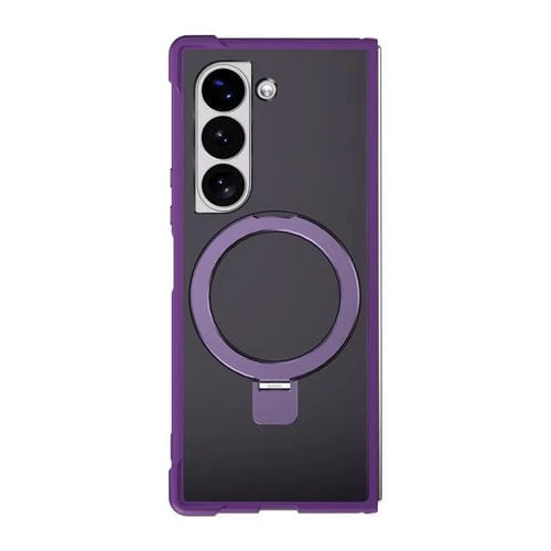 Funda para Samsung Galaxy Z Fold5 con soporte MagSafe de cuatro esquinas a prueba de golpes (morado)