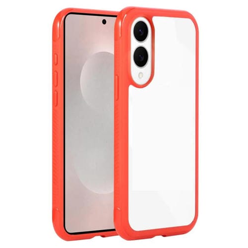 Funda de acrílico TPU transparente con borde liso para Samsung Galaxy S25 Edge 5G (rojo)