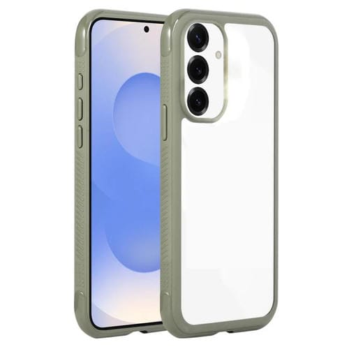 Funda de acrílico TPU transparente con borde liso para Samsung Galaxy S25/S24 5G (verde militar)