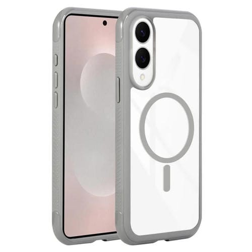 Funda magnética MagSafe transparente con borde liso para Samsung Galaxy S25 Edge 5G (gris)