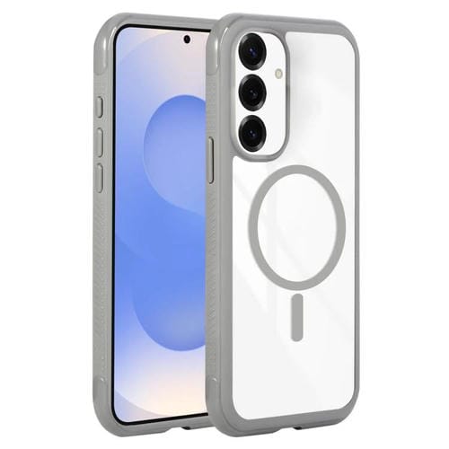 Funda magnética MagSafe transparente con borde liso para Samsung Galaxy S25/S24 5G (gris)