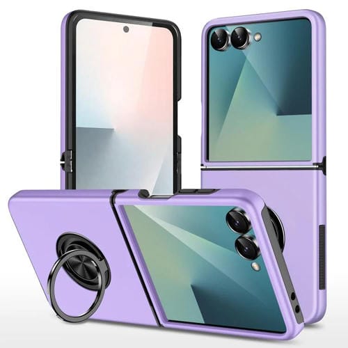 Funda magnética de PC + TPU con anillo invisible para Samsung Galaxy Z Flip7 5G (morado)