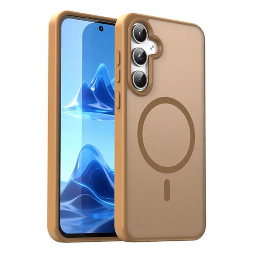 Funda híbrida de PC y TPU translúcida con acabado esmerilado MagSafe para Samsung Galaxy A55 5G (Dorado desierto)