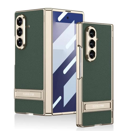 Funda de cuero magnética Triumph Phantom integrada con soporte para Samsung Galaxy Z Fold7 5G GKK (verde noche)