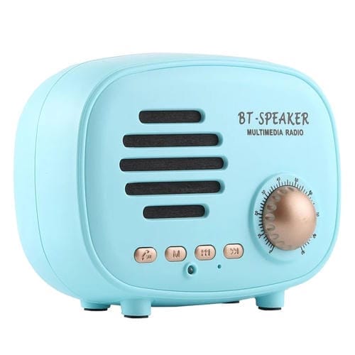 Mini Altavoz Bluetooth Q108 Retro Soporte Manos Libres Tarjeta TF Disco U FM (Azul)