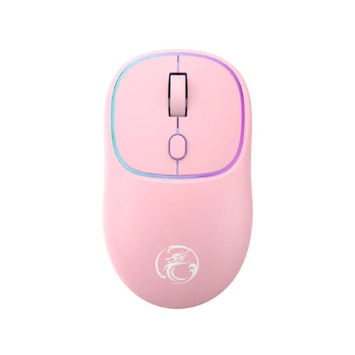 Ratón Inalámbrico Recargable Imice W-618 4 Botones 1600 Dpi 2.4Ghz Bluetooth Silencioso para Computadora PC Laptop (Rosa)
